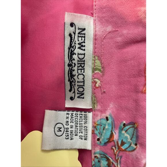 Vtg Y2K New Direction Sz M Button Front Jacket Artsy Boho Paisley Pink Cotton - Picture 10 of 10